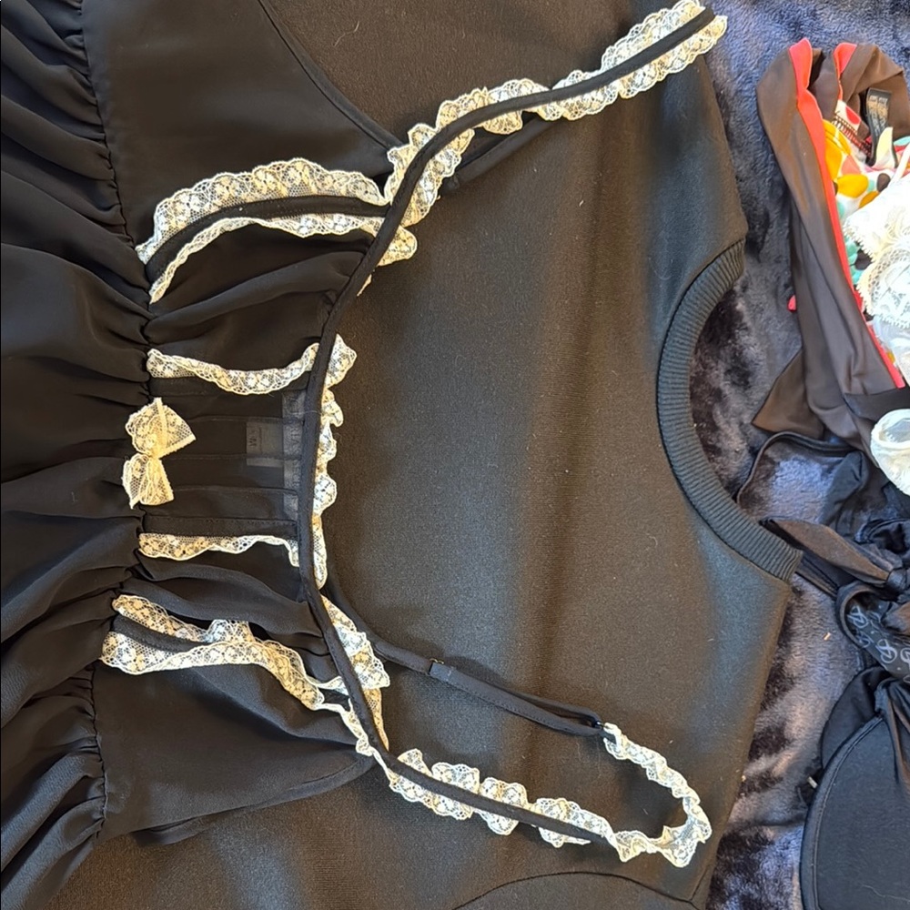 Elegant Black Top with Lace Trim